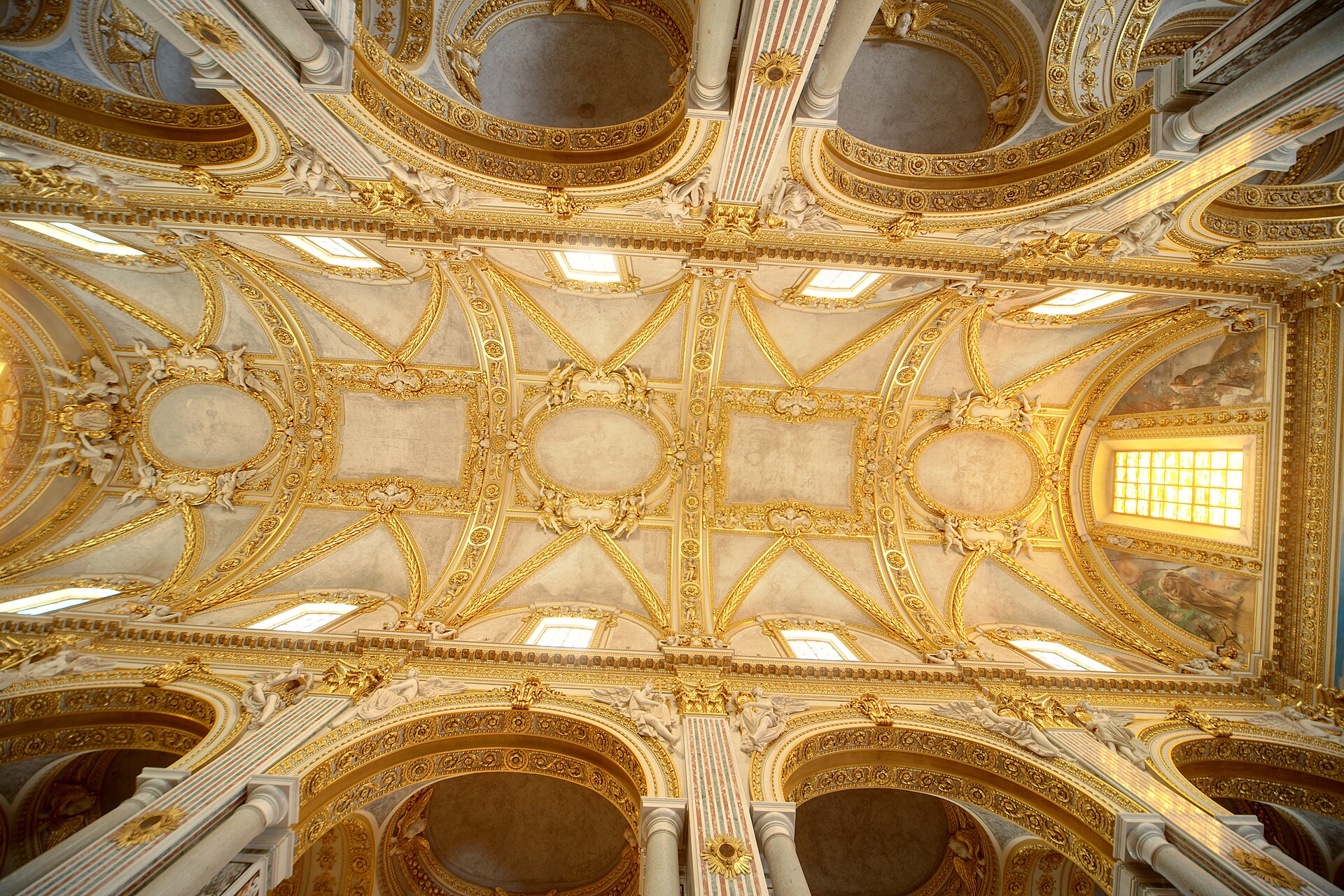 The vaulted interior of the Quadriga building